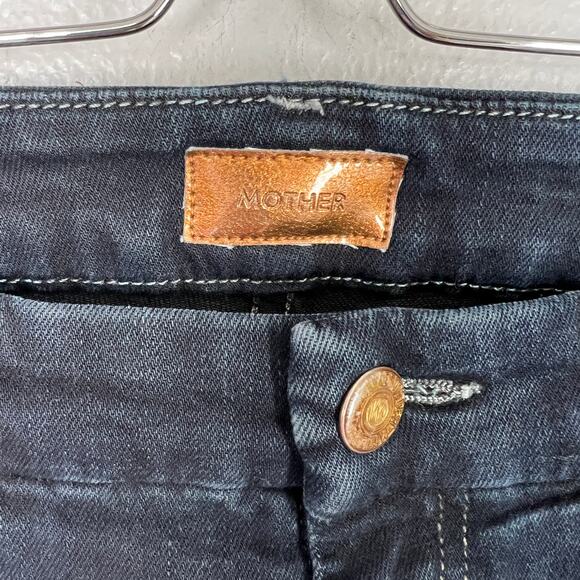 Mother High Waisted Looker Ankle Fray Jeans Dark Blue Wash Women's Size 28 Crop - Picture 10 of 14